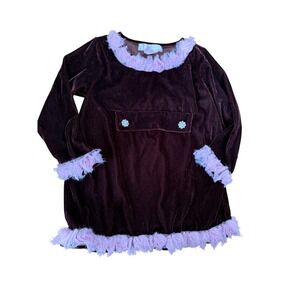 Greggy Girl deep red velour feather trim tunic dress retro style